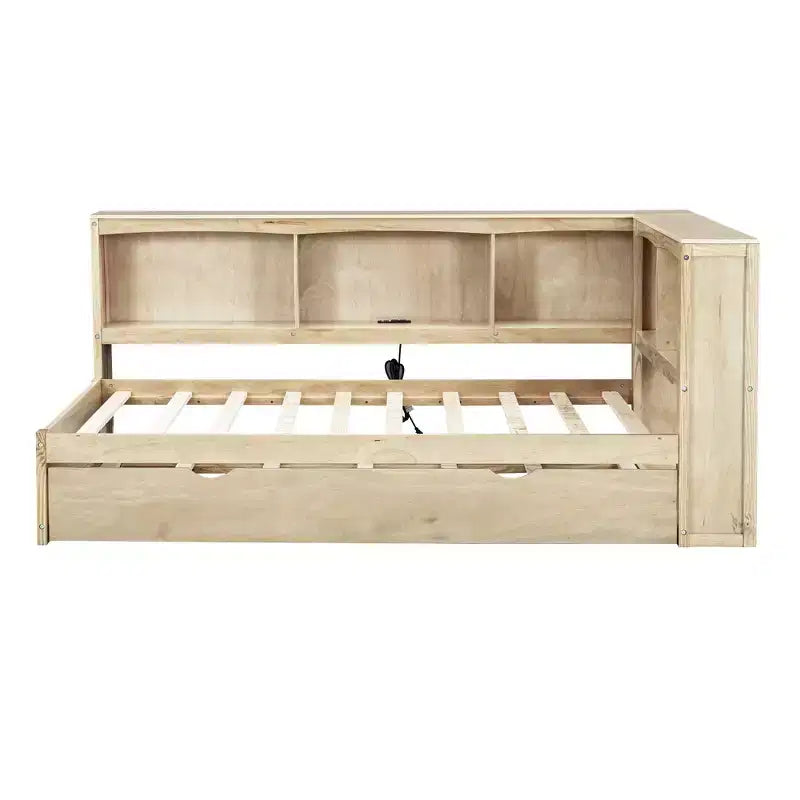 Twin Size Daybed with Trundle/2 Drawers, Storage Cabinets and USB Ports 4B