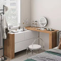 Famapy Brown and White Rotatable Make up Vanity Table With Storage Drawers