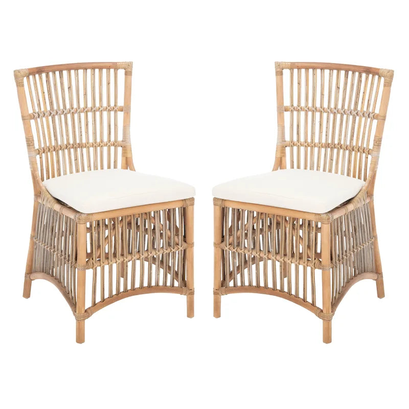 SAFAVIEH Patty Poltroncina d'appoggio in Rattan con Cuscino (Set di 2) - 19.7 L x 22.1 P x 35.4 A - 20Lx22Px35A