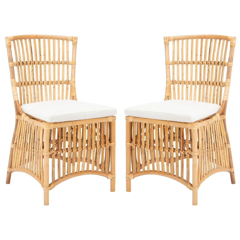 SAFAVIEH Patty Poltroncina d'appoggio in Rattan con Cuscino (Set di 2) - 19.7 L x 22.1 P x 35.4 A - 20Lx22Px35A