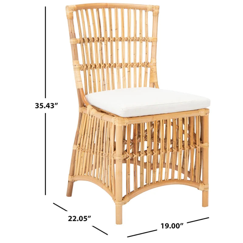 SAFAVIEH Patty Poltroncina d'appoggio in Rattan con Cuscino (Set di 2) - 19.7 L x 22.1 P x 35.4 A - 20Lx22Px35A