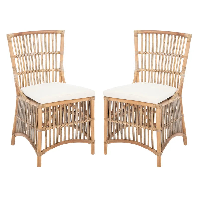 SAFAVIEH Patty Poltroncina d'appoggio in Rattan con Cuscino (Set di 2) - 19.7 L x 22.1 P x 35.4 A - 20Lx22Px35A