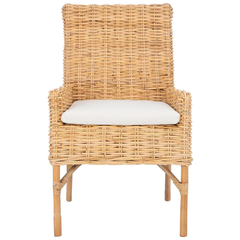 SAFAVIEH Winnifred Poltrona d'Appoggio Costiera in Rattan con Cuscino - 18.5 L x 22.8 P x 38.2 A - 19Lx23Px38A