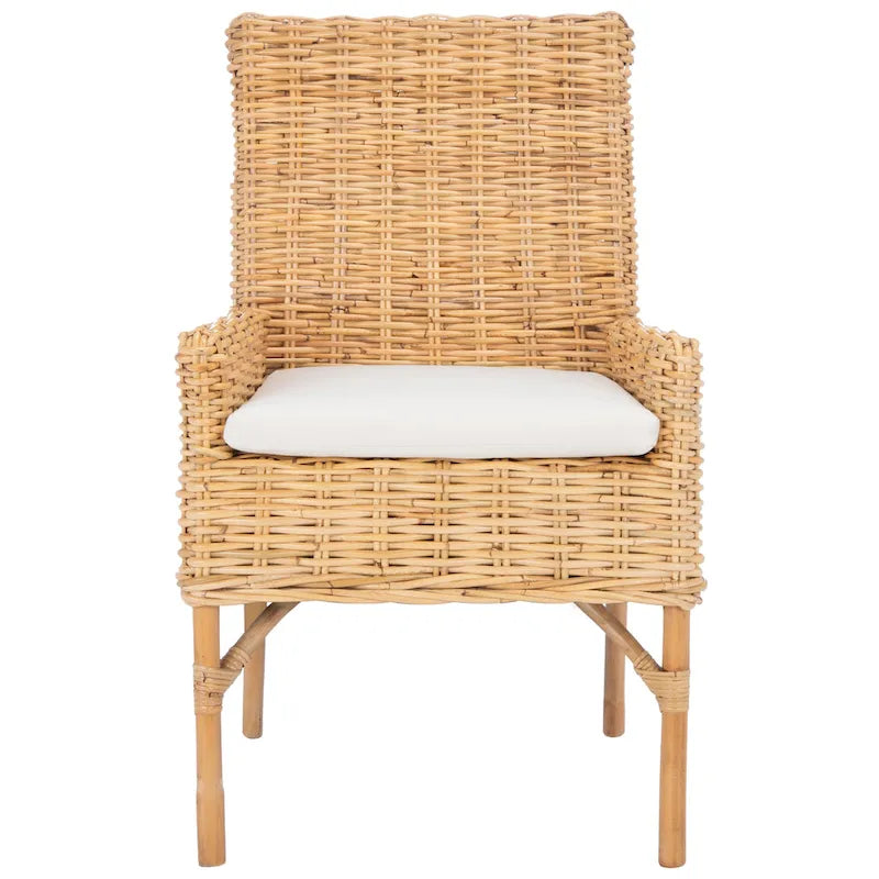 SAFAVIEH Winnifred Poltrona d'Appoggio Costiera in Rattan con Cuscino - 18.5 L x 22.8 P x 38.2 A - 19Lx23Px38A
