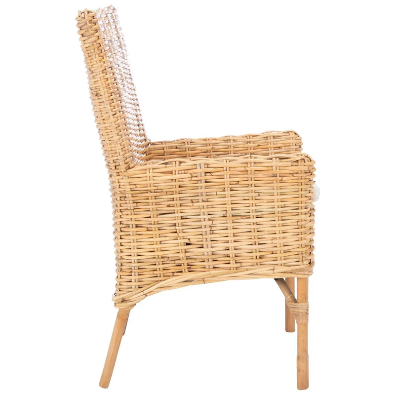 SAFAVIEH Winnifred Poltrona d'Appoggio Costiera in Rattan con Cuscino - 18.5 L x 22.8 P x 38.2 A - 19Lx23Px38A