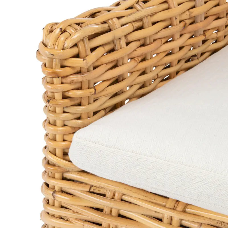 SAFAVIEH Winnifred Poltrona d'Appoggio Costiera in Rattan con Cuscino - 18.5 L x 22.8 P x 38.2 A - 19Lx23Px38A