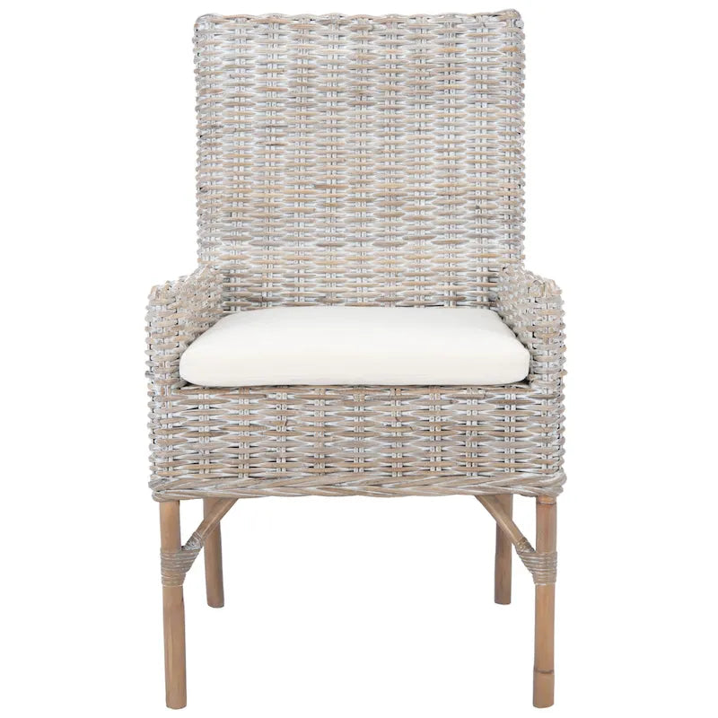 SAFAVIEH Winnifred Poltrona d'Appoggio Costiera in Rattan con Cuscino - 18.5 L x 22.8 P x 38.2 A - 19Lx23Px38A