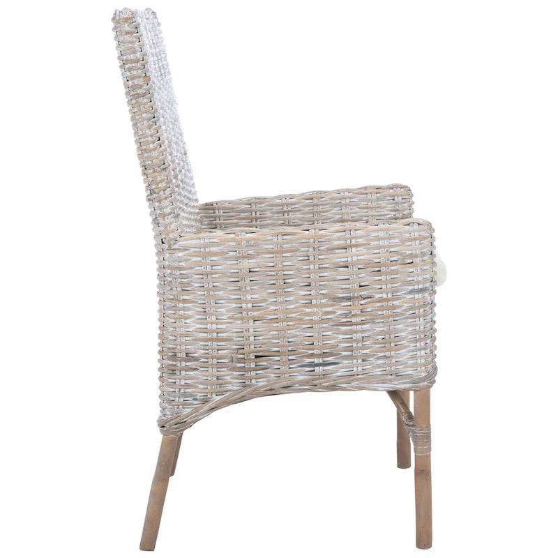 SAFAVIEH Winnifred Poltrona d'Appoggio Costiera in Rattan con Cuscino - 18.5 L x 22.8 P x 38.2 A - 19Lx23Px38A