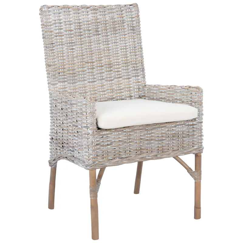 SAFAVIEH Winnifred Poltrona d'Appoggio Costiera in Rattan con Cuscino - 18.5 L x 22.8 P x 38.2 A - 19Lx23Px38A