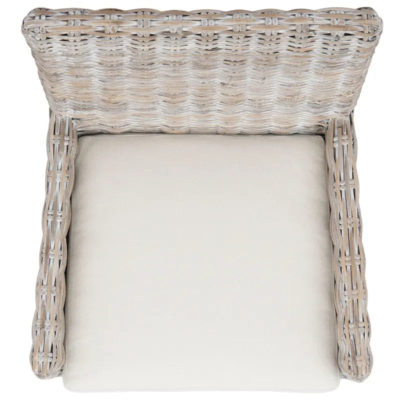 SAFAVIEH Winnifred Poltrona d'Appoggio Costiera in Rattan con Cuscino - 18.5 L x 22.8 P x 38.2 A - 19Lx23Px38A