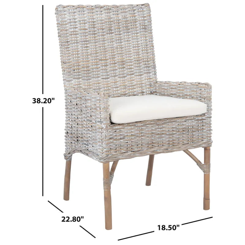 SAFAVIEH Winnifred Poltrona d'Appoggio Costiera in Rattan con Cuscino - 18.5 L x 22.8 P x 38.2 A - 19Lx23Px38A