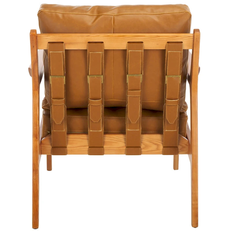 SAFAVIEH Donie Poltrona con cuscino in legno massello (completamente assemblata) - 28 In. L x 33 In. P x 34 In. H - 28Lx33Px34H