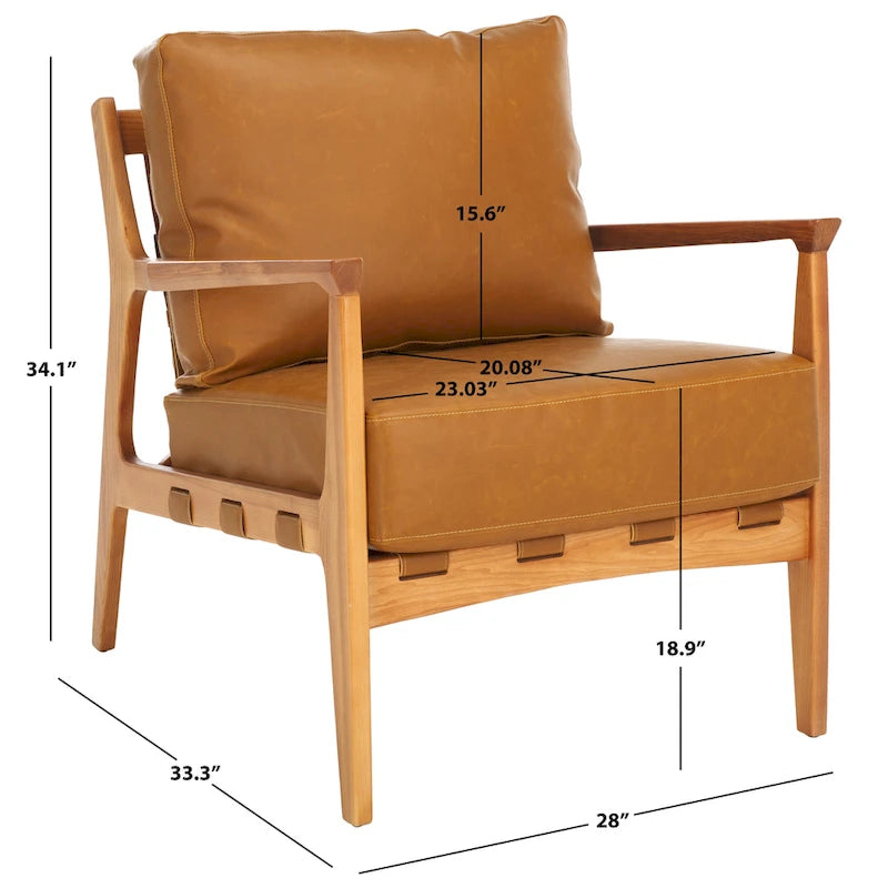 SAFAVIEH Donie Poltrona con cuscino in legno massello (completamente assemblata) - 28 In. L x 33 In. P x 34 In. H - 28Lx33Px34H