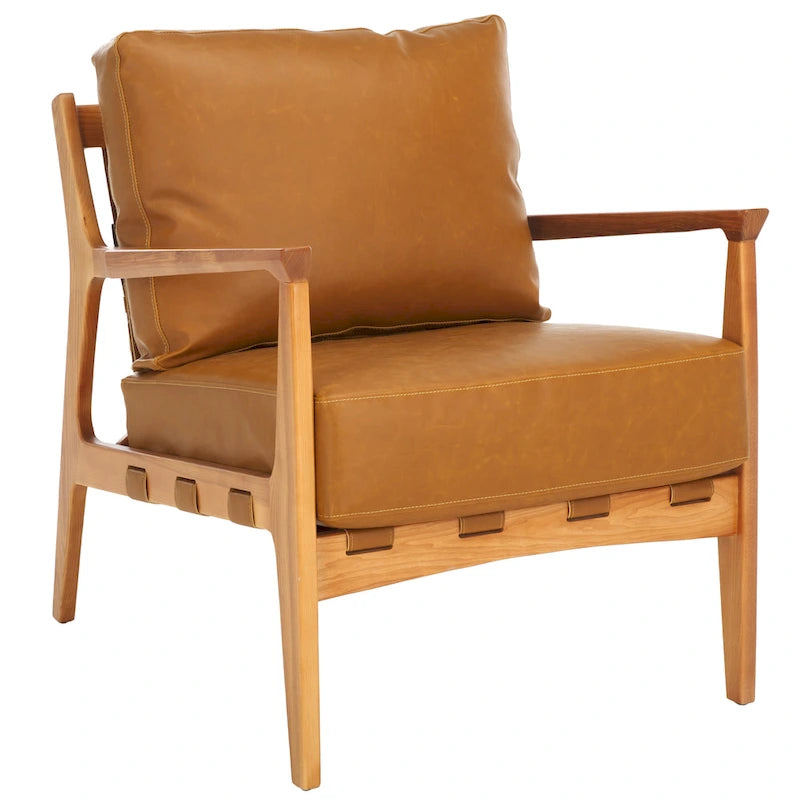 SAFAVIEH Donie Poltrona con cuscino in legno massello (completamente assemblata) - 28 In. L x 33 In. P x 34 In. H - 28Lx33Px34H