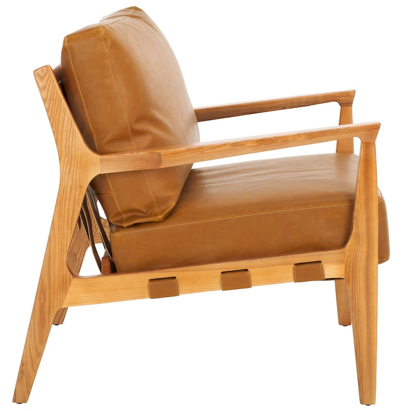 SAFAVIEH Donie Poltrona con cuscino in legno massello (completamente assemblata) - 28 In. L x 33 In. P x 34 In. H - 28Lx33Px34H