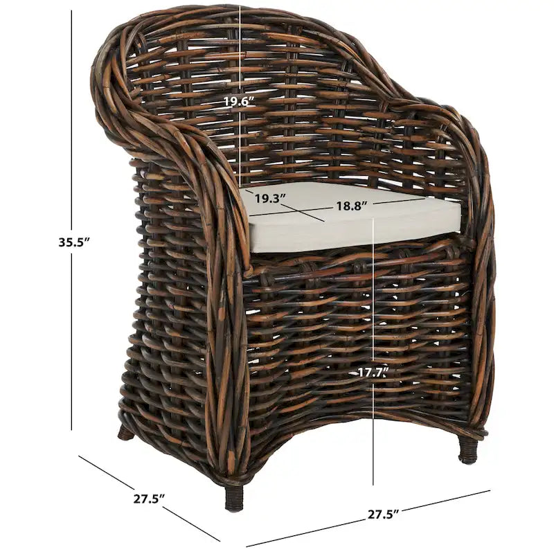 SAFAVIEH Styliani Poltrona Club in Rattan Naturale - 27.5 x 27.5 x 35.5 - 28Lx28Px36A