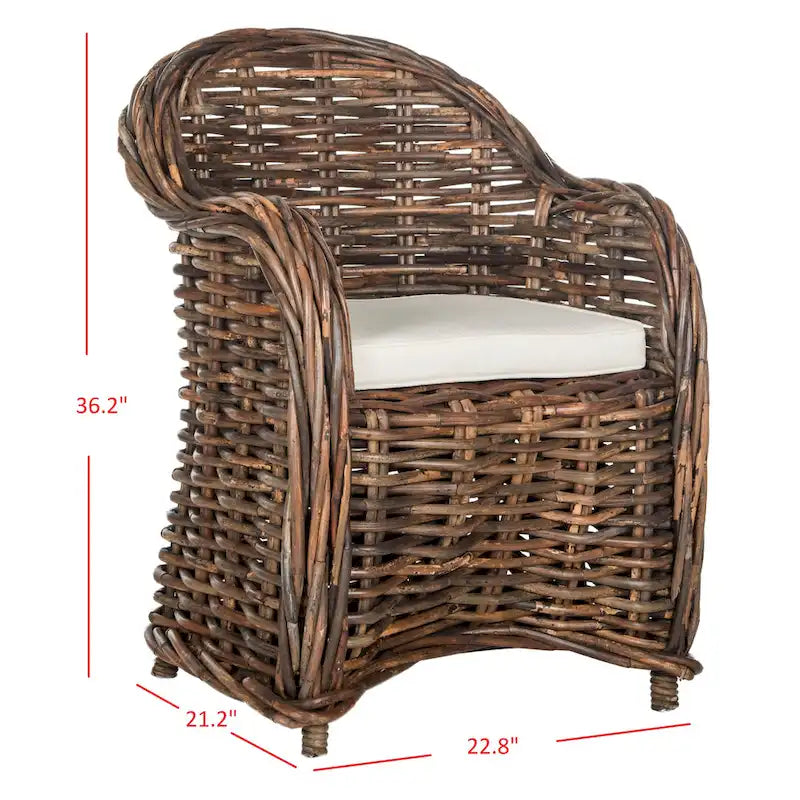 SAFAVIEH Styliani Poltrona Club in Rattan Naturale - 27.5 x 27.5 x 35.5 - 28Lx28Px36A