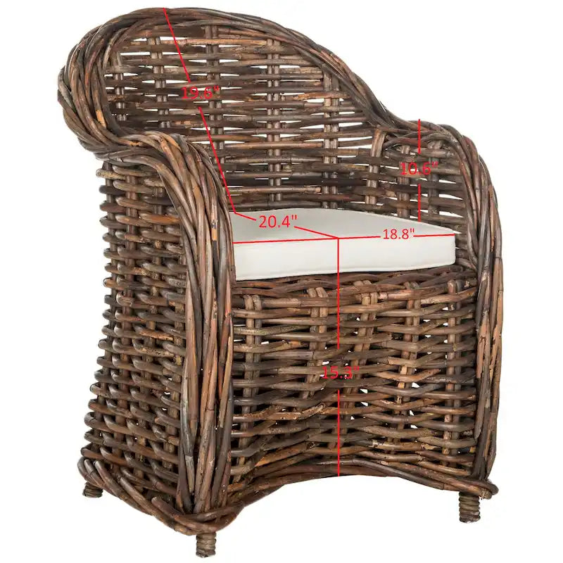 SAFAVIEH Styliani Poltrona Club in Rattan Naturale - 27.5 x 27.5 x 35.5 - 28Lx28Px36A