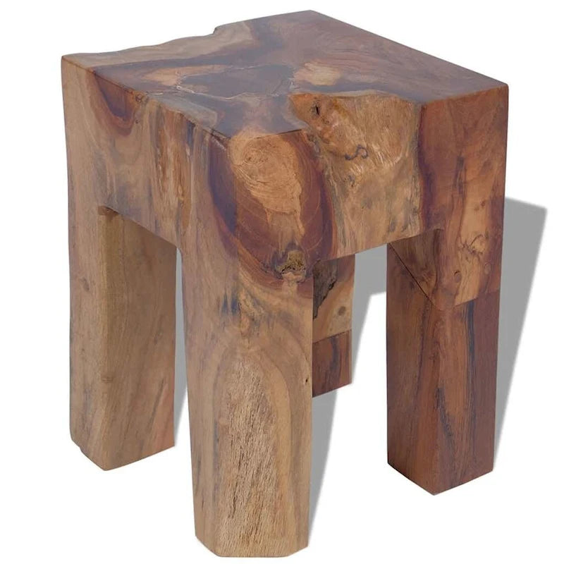 vidaXL Hocker aus massivem Teakholz, kleiner Beistelltisch, braun - 11.8 x 11.8 x 15.7