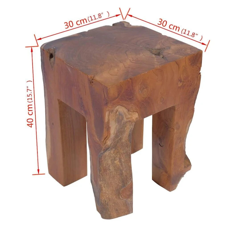 vidaXL Hocker aus massivem Teakholz, kleiner Beistelltisch, braun - 11.8 x 11.8 x 15.7