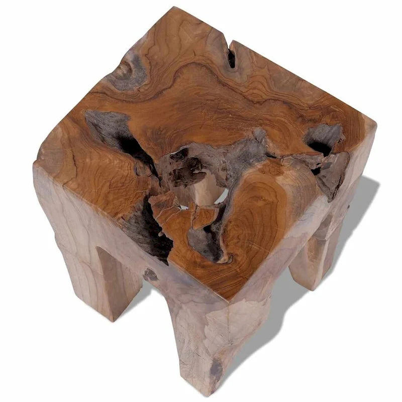 vidaXL Hocker aus massivem Teakholz, kleiner Beistelltisch, braun - 11.8 x 11.8 x 15.7