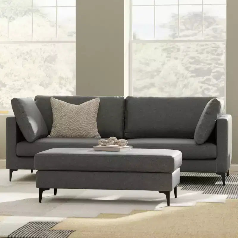 WyndenHall Lana 90" Mid Century Sofa with Ottoman Set