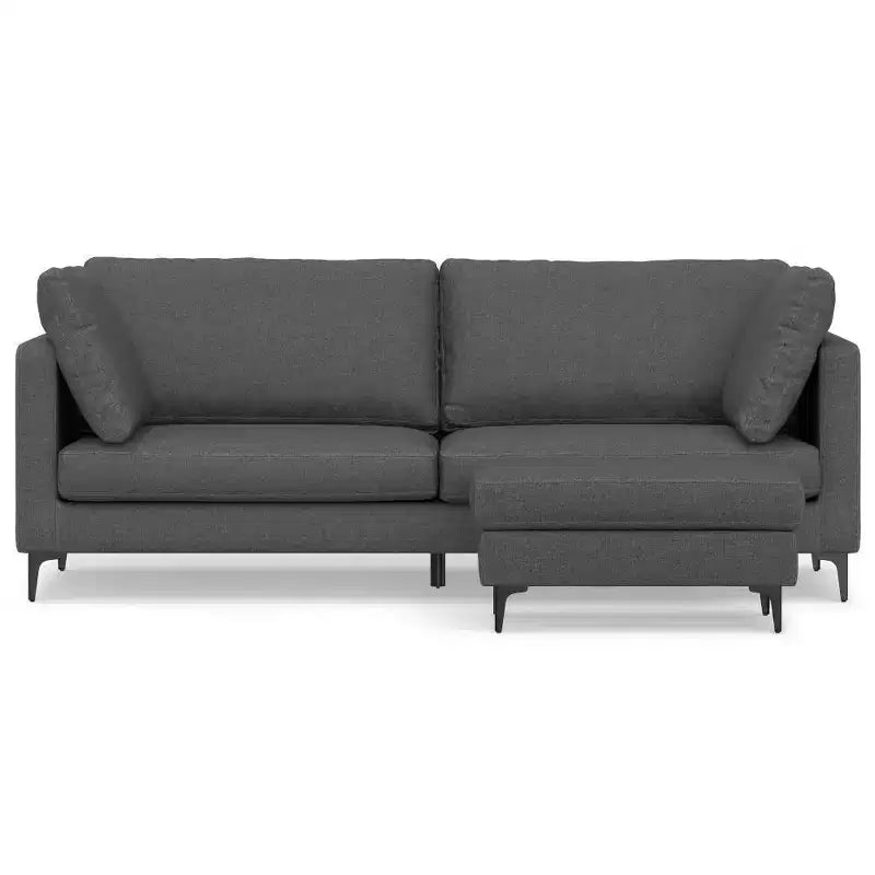 WyndenHall Lana 90" Mid Century Sofa with Ottoman Set