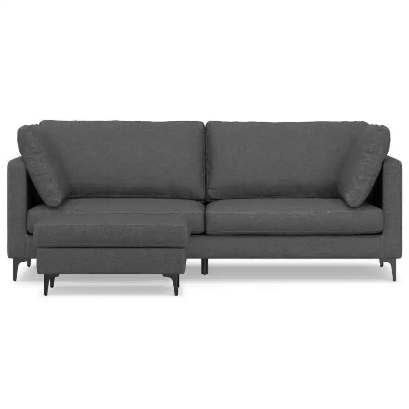 WyndenHall Lana 90" Mid Century Sofa with Ottoman Set