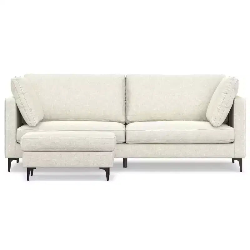 WyndenHall Lana 90" Mid Century Sofa with Ottoman Set