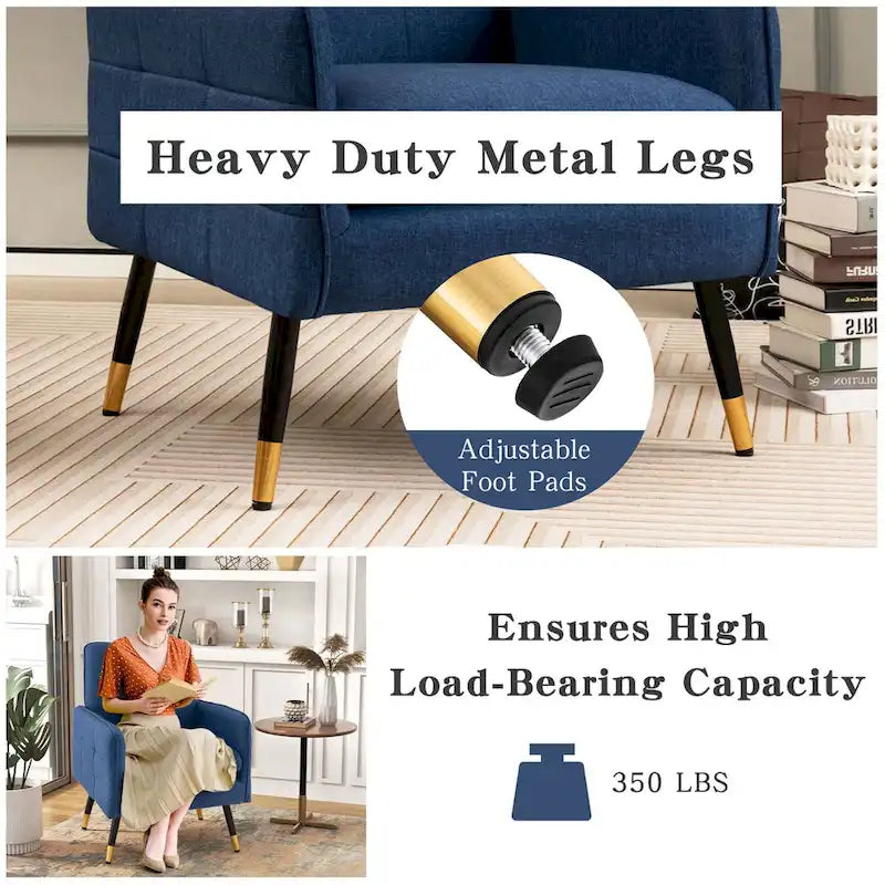 Costway Akzentsessel aus Leinenstoff, moderner Einzelsessel mit Massivholz - siehe Details