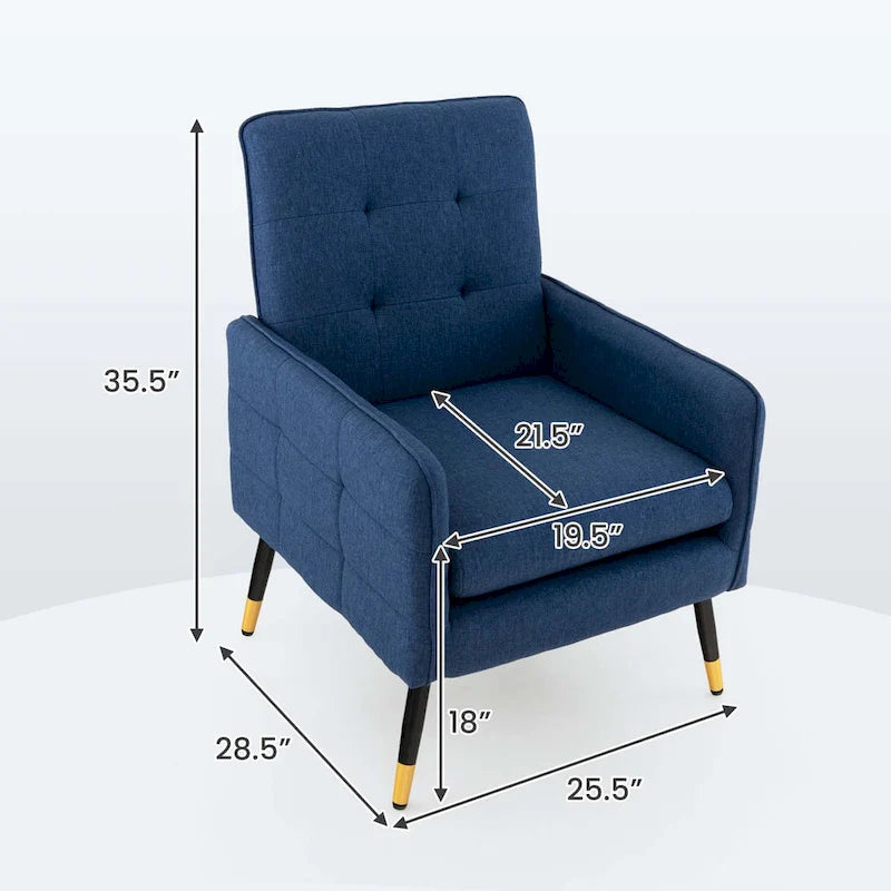 Costway Akzentsessel aus Leinenstoff, moderner Einzelsessel mit Massivholz - siehe Details