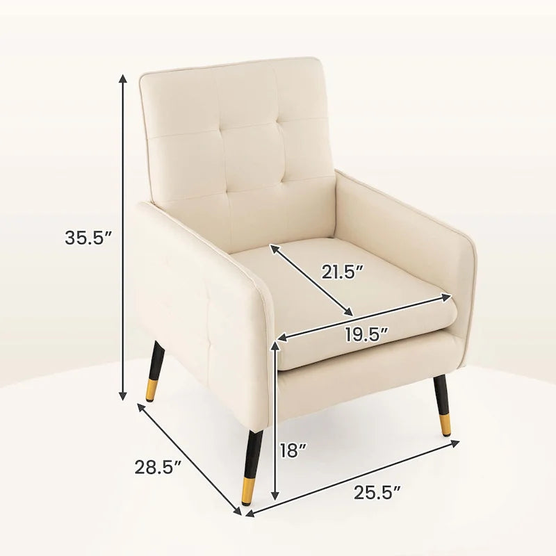 Costway Akzentsessel aus Leinenstoff, moderner Einzelsessel mit Massivholz - siehe Details