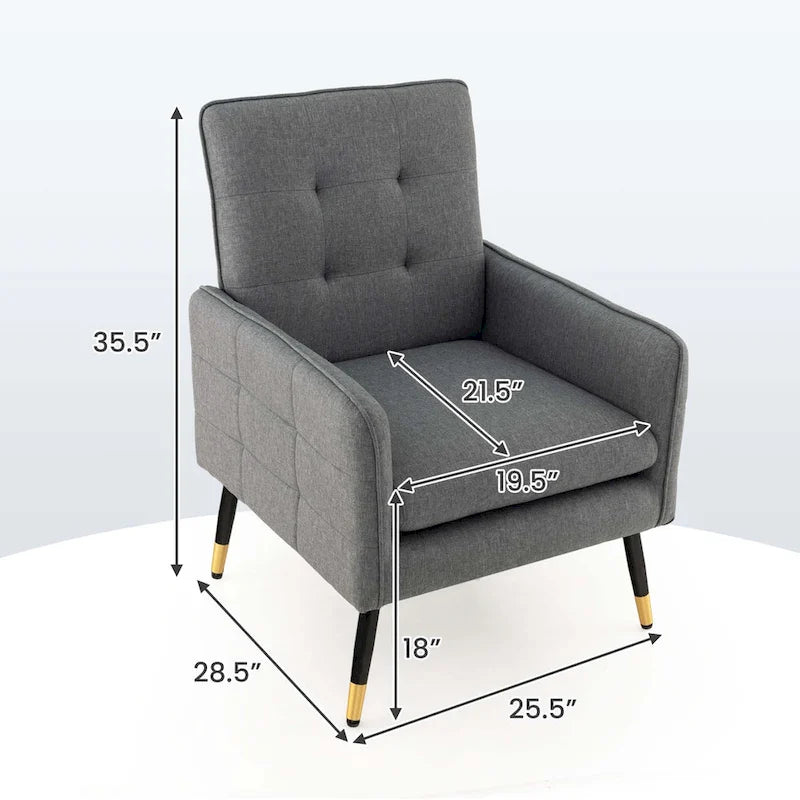 Costway Akzentsessel aus Leinenstoff, moderner Einzelsessel mit Massivholz - siehe Details