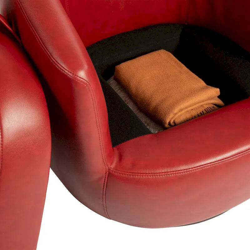 Poltrona Girevole Imbottita a Botte con Contenitore, Sedia Moderna da Salotto per Camera da Letto/Ufficio/Zone Lettura