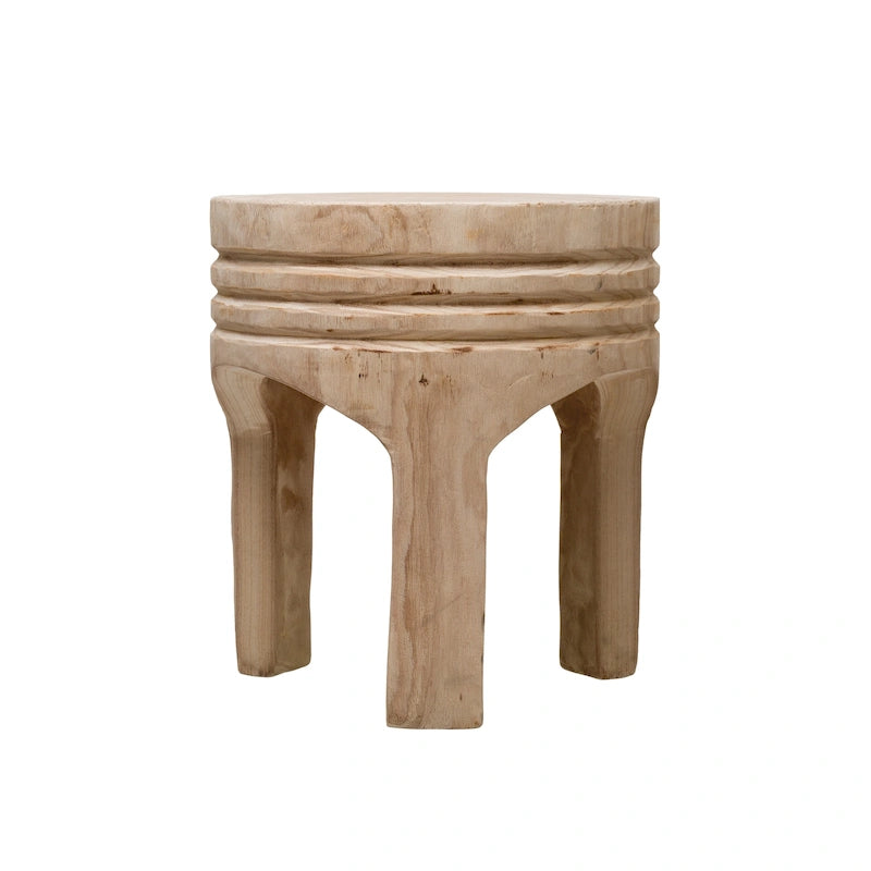 Paulownia Wood Carved Stool