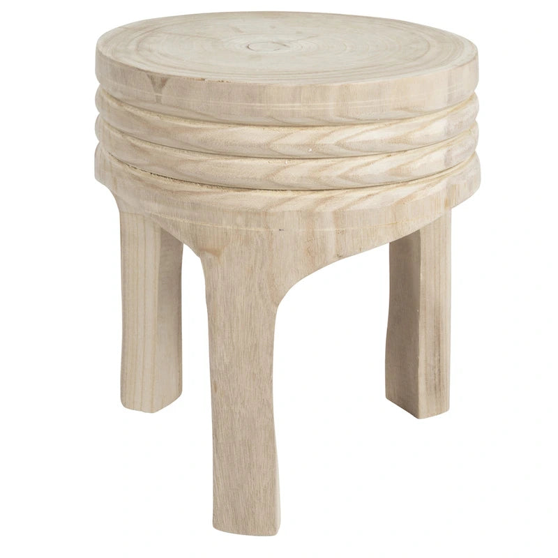 Paulownia Wood Carved Stool