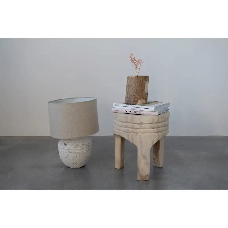 Paulownia Wood Carved Stool