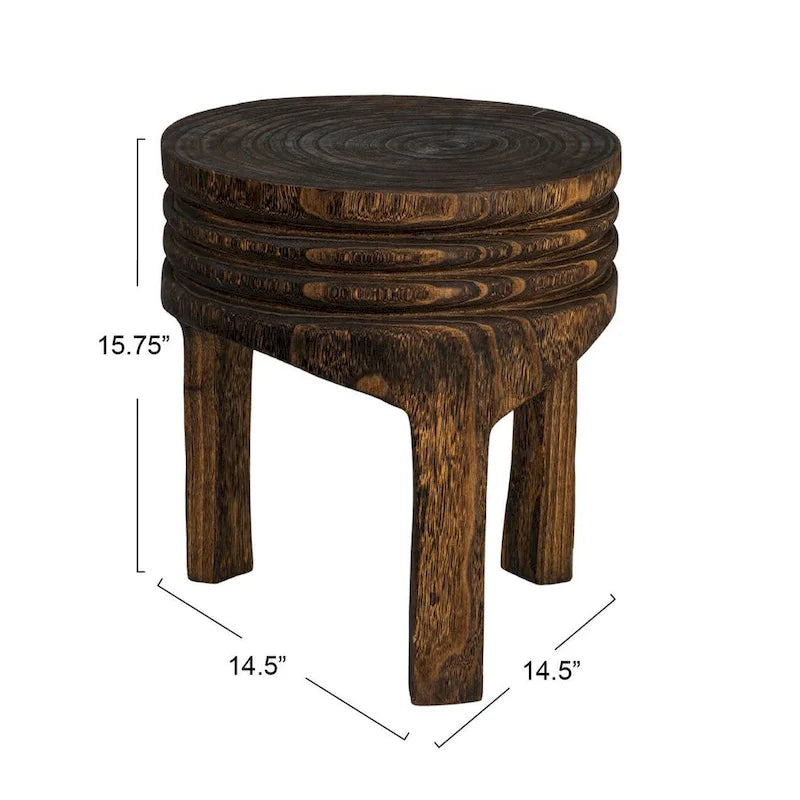 Paulownia Wood Carved Stool