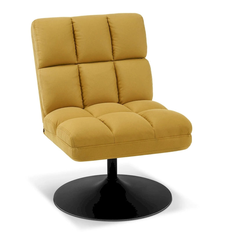 MCombo Poltrone Girevoli di Design, Sedie Moderne per Soggiorno, Poltroncina Imbottita Senza Braccioli, Tessuto Leathaire 4380