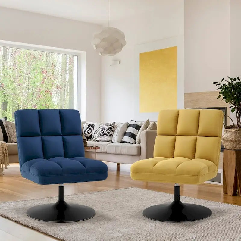 MCombo Poltrone Girevoli di Design, Sedie Moderne per Soggiorno, Poltroncina Imbottita Senza Braccioli, Tessuto Leathaire 4380