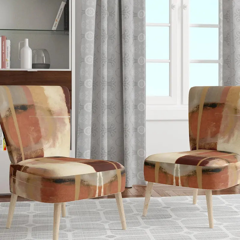 Designart Sedia Poltrona Imbottita Accent Abstract Elementary III Marrone Cioccolato e Sedia Poltrona Moderna e Contemporanea