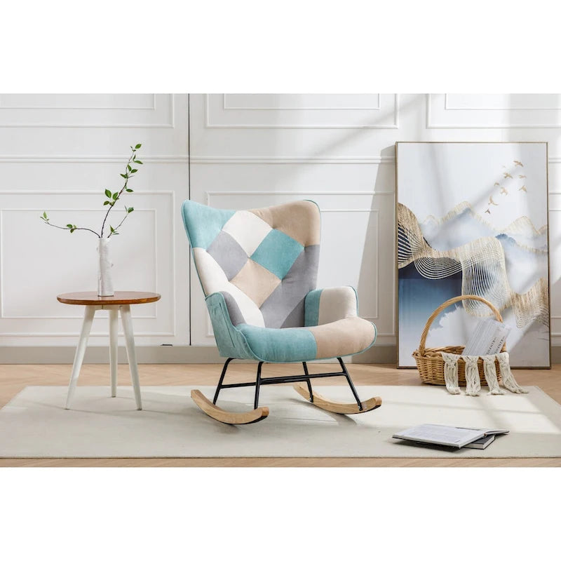 Poltrona di design in patchwork per soggiorno, camera da letto e studio
