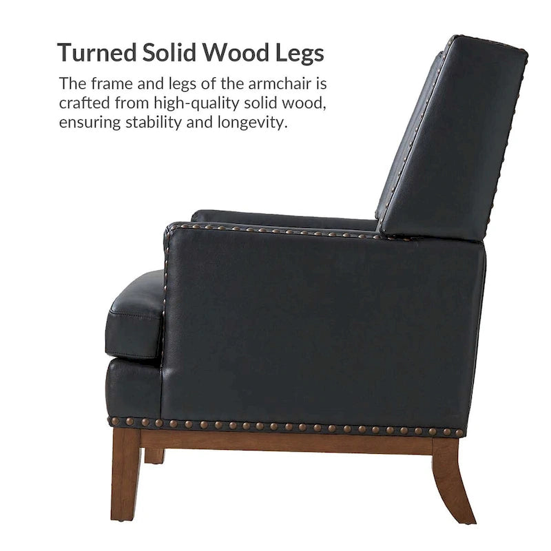 Poltrona Lourdes in vera pelle con struttura in legno massiccio e cuscino del sedile rimovibile, set da 2 di HULALA HOME
