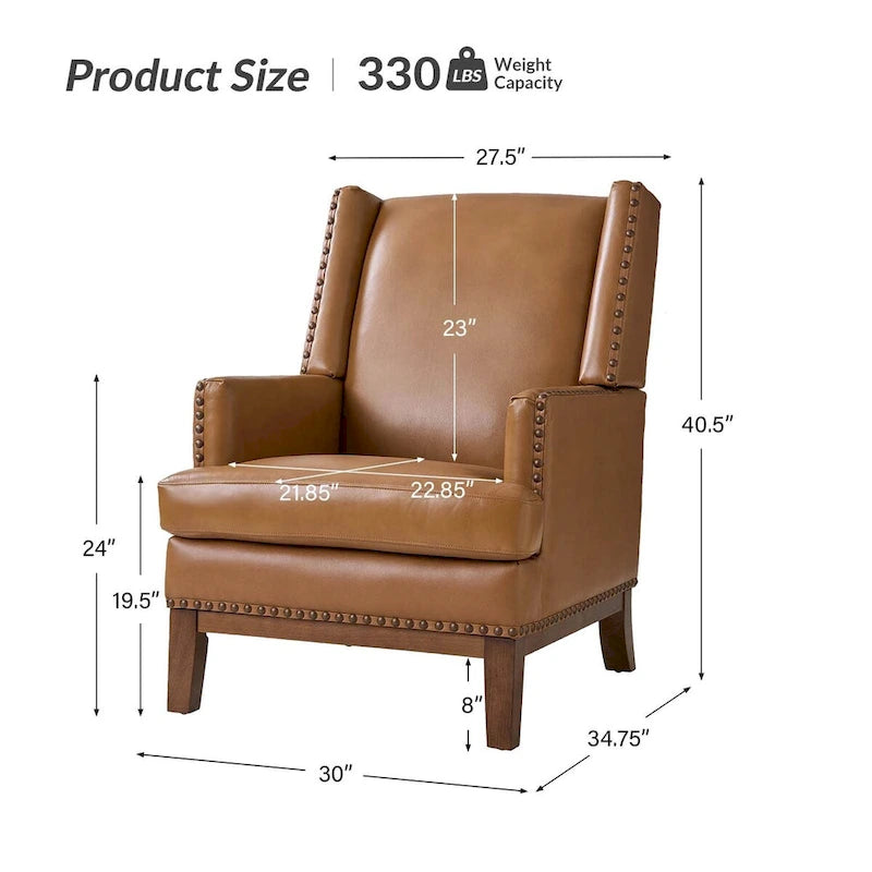 Poltrona Lourdes in vera pelle con struttura in legno massiccio e cuscino del sedile rimovibile, set da 2 di HULALA HOME