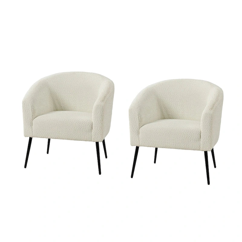 Poltrona in bouclé Hal Modern con gambe in metallo Set da 2 di HULALA HOME