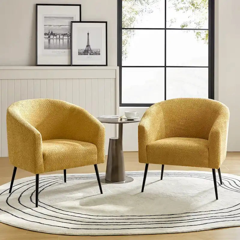 Poltrona in bouclé Hal Modern con gambe in metallo Set da 2 di HULALA HOME