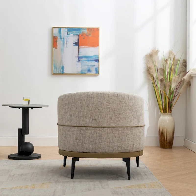 Modern Two-tone Barrel Fabric Chair