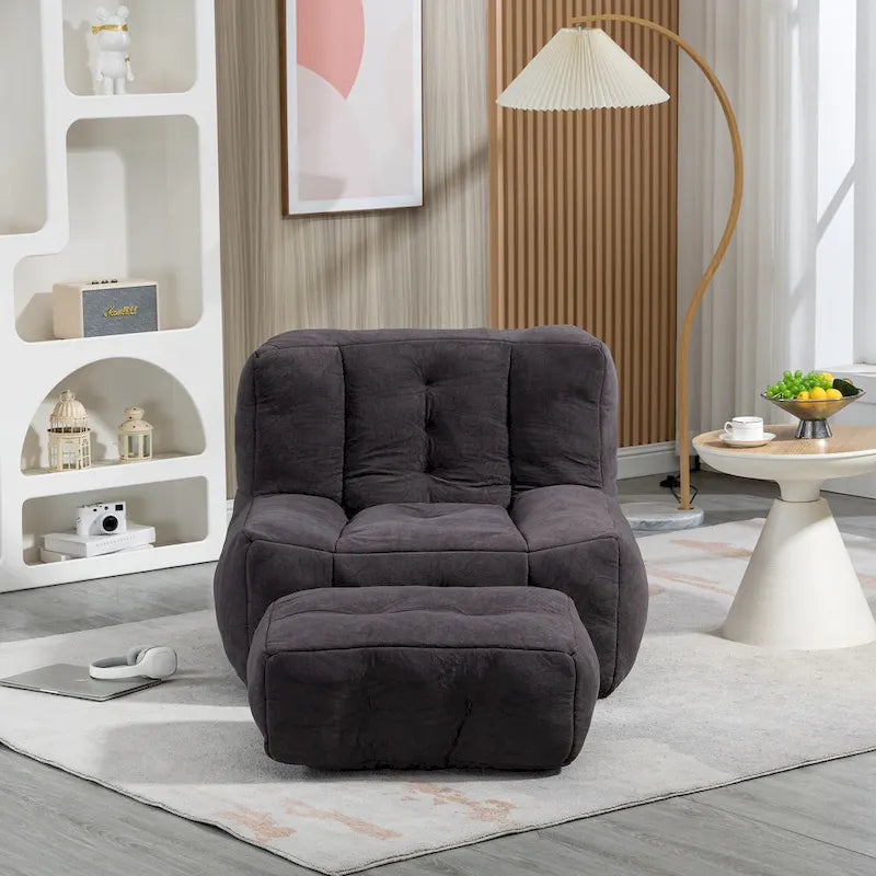 Flauschiger Sitzsack mit Memory-Schaumstoff und Hocker