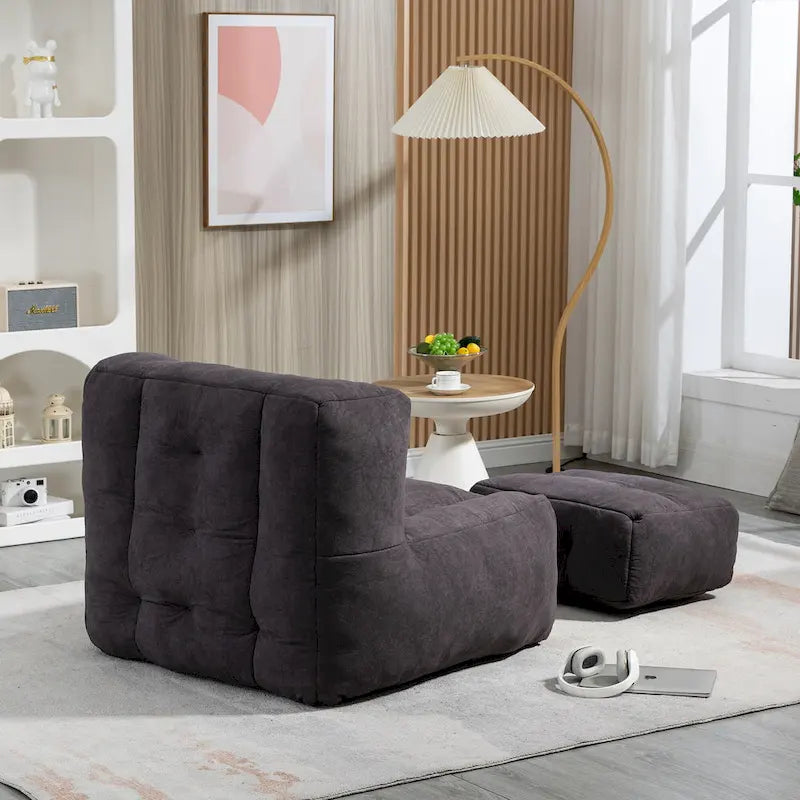 Flauschiger Sitzsack mit Memory-Schaumstoff und Hocker
