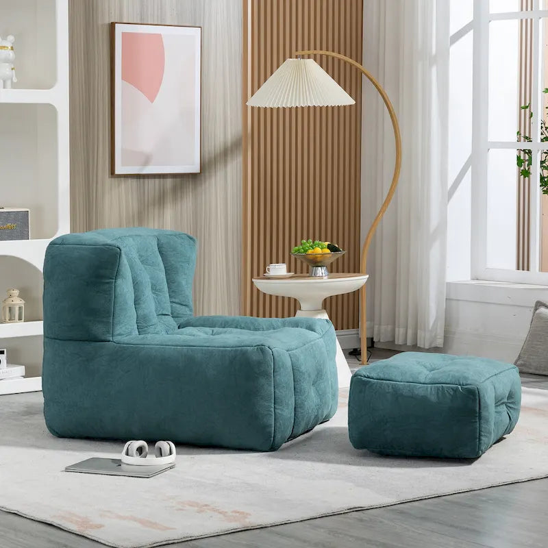 Flauschiger Sitzsack mit Memory-Schaumstoff und Hocker